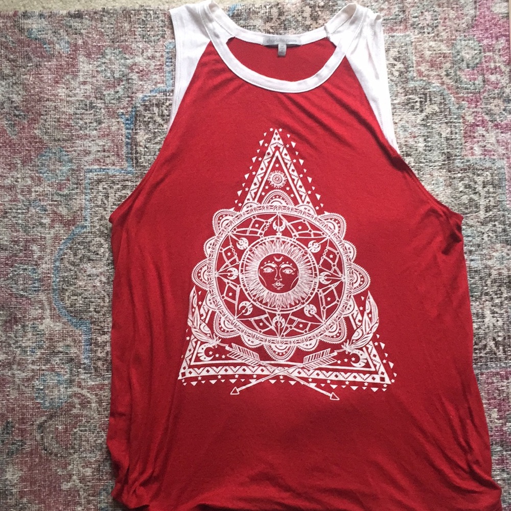 Red Boho Oversized Tank Top